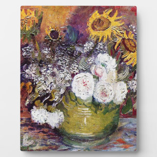 Plaque Photo Still Life with Roses and Sunflowers - Van Gogh 