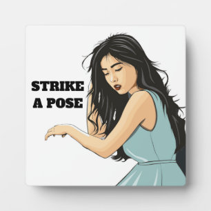 PLAQUE PHOTO "STRIKE A POSE" DAME ASIATIQUE