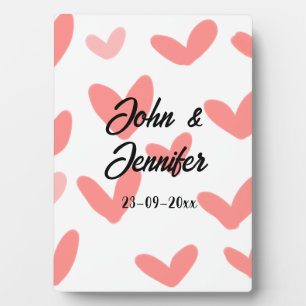 Plaque Photo style de texte minimal simple blanc mariage cœur r