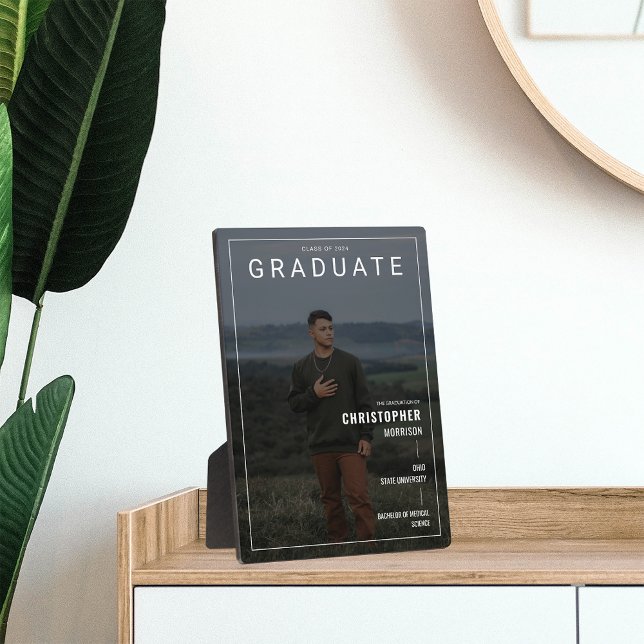 Plaque Photo Stylish Magazine Couverture Photo Graduate Keepsak (Stylish Magazine Cover Photo Graduate Keepsake Plaque)