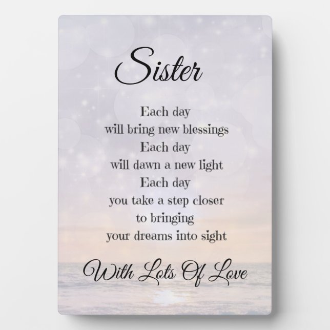 Plaque Photo Stylish Soeur Amour et cadeau d'encouragement (Devant)