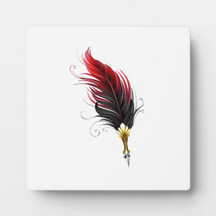 Plaque Photo Stylo rouge en plumes avec nib or