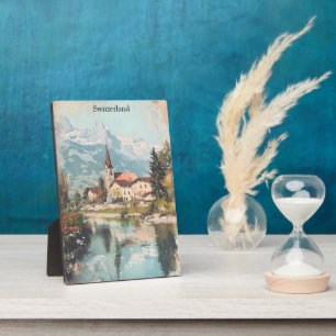 Plaque Photo Suisse vintage Paysage des Alpes suisses