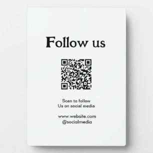 Plaque Photo Suivez-nous sur les réseaux sociaux, scannez le co