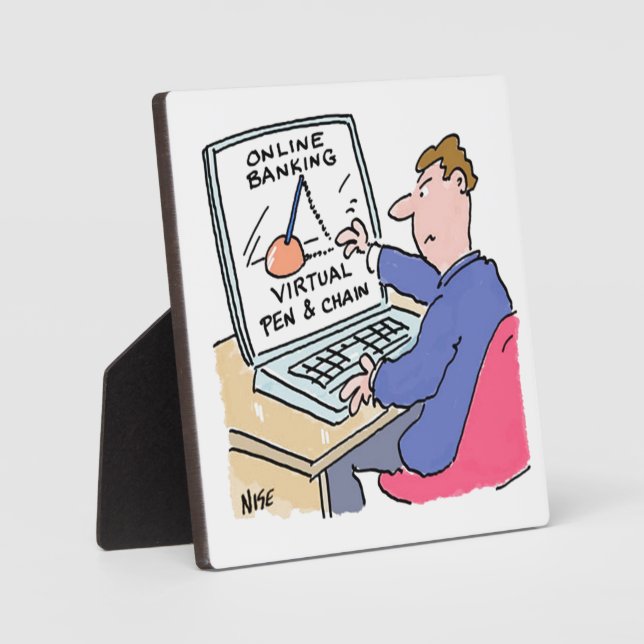 Plaque Photo Sur Computer Online Banking Drôle Cartoon (Recto)