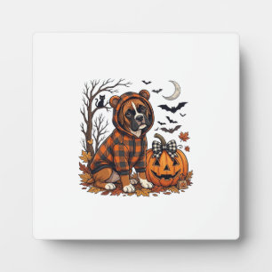 Plaque Photo Sweatshirt à carreaux pour chien Boxer Halloween C
