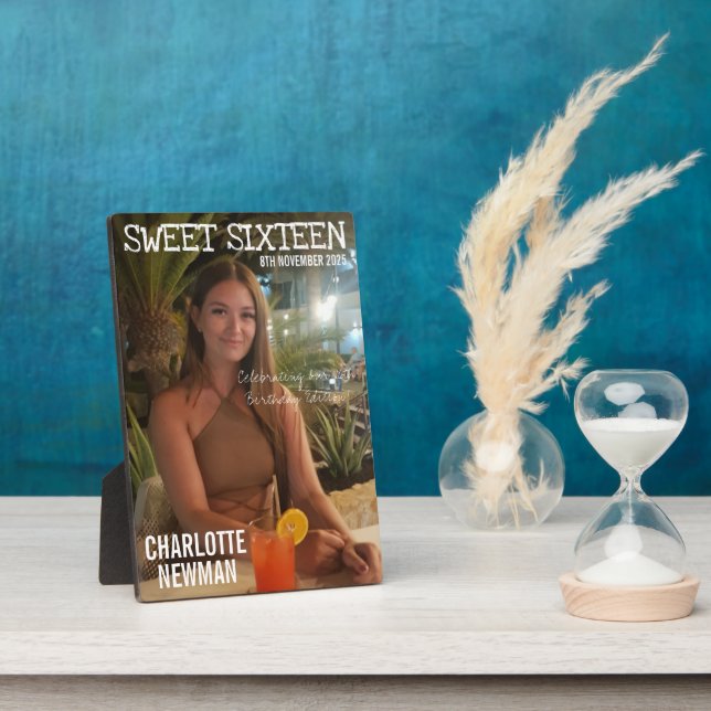 Plaque Photo Sweet sixteen Fille Anniversaire Photo Magazine (Côté)
