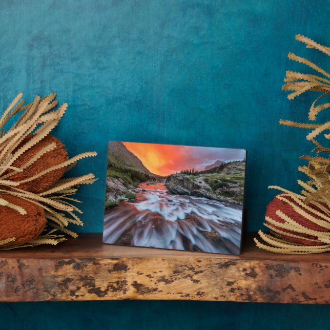 Plaque Photo Swiftcurrent Falls | Parc national de Glacier Mont (Côté)