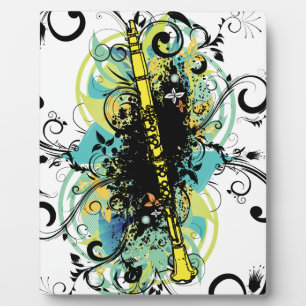 Plaque Photo Swirl Grunge Clarinet