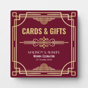 Plaque Photo Symbole Art Déco de Mariage Cartes & Cadeaux Or Bo