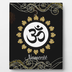 Plaque Photo Symbole Aum Mantra Méditation Noir et Or