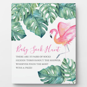 Plaque Photo Symbole de Baby shower de Flamant rose rose tropic