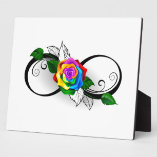 Plaque Photo Symbole d'infini avec Rose arc-en-ciel