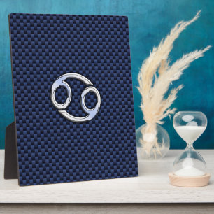 Plaque Photo Symbole du cancer Zodiac Marine Blue Carbon Fiber 