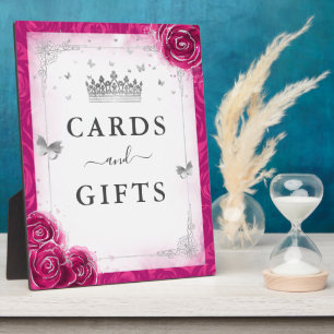 Plaque Photo Symbole élégant Fuchsia Cartes et Cadeaux en argen