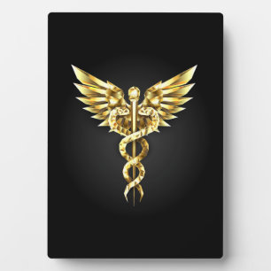 Plaque Photo Symbole Polygonal Or Caduceus