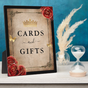 Plaque Photo Symbole vintage Red Rose Gold Cartes et cadeaux no