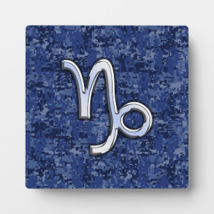 Plaque Photo SYMBOLE Zodiaque Capricorne sur Camo numérique ble