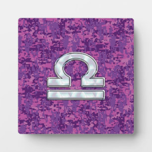 Plaque Photo SYMBOLE Zodiaque Libra Camo numérique rose Fuchsia