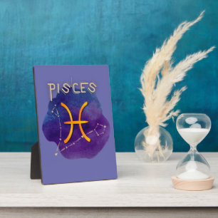 Plaque Photo SYMBOLE Zodiaque Poissons Constellation Aquarelle