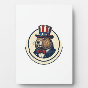 Plaque Photo T-shirt avec gravure vintage de marmotte patriotiq