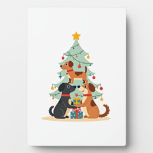 Plaque Photo T-Shirt Chien Arbre de Noël Drôle Mignon Chiens X