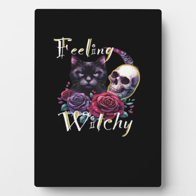 Plaque Photo T-Shirt classique de chat noir en cuisine (Devant)