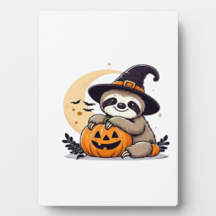 Plaque Photo T-shirt classique mignon motif paresseux Halloween