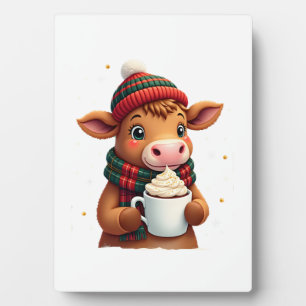 Plaque Photo T-Shirt de Noël à coup de pinceau Vache des Highla