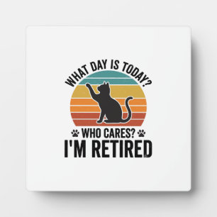 Plaque Photo T-Shirt Dessin Citation Drôle de Chat Retraité Cou