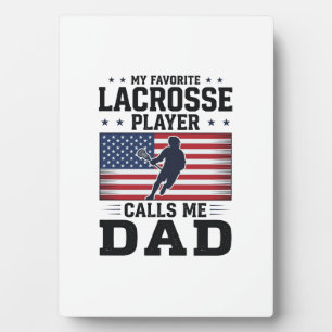 Plaque Photo T-shirt drôle de papa de lacrosse drapeau américai