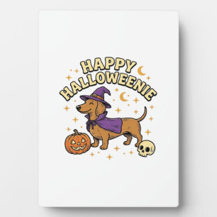 Plaque Photo T-shirt Happy Halloweenie chien teckel sorcière_1