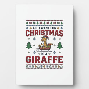 Plaque Photo T-Shirt Noël drôle de girafe avec traîneau