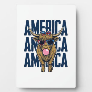 Plaque Photo T-Shirt Vintage Amérique Vache Highland Patriotiqu