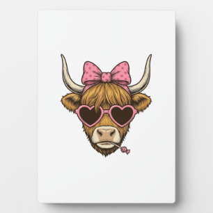 Plaque Photo T-shirt vintage Cute Highland Cow Heart Lunettes D