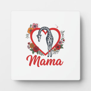 Plaque Photo T-shirt vintage girafe maman cœur floral Design_1