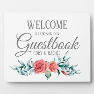 Plaque Photo Table de registre des invités Pretty Roses & Eucal