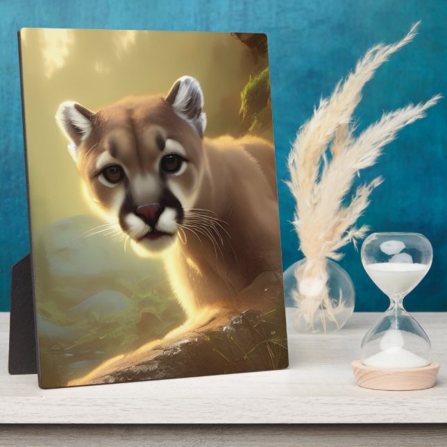 Plaque Photo Table Mountain Cougar Wildlife Portrait (Côté)