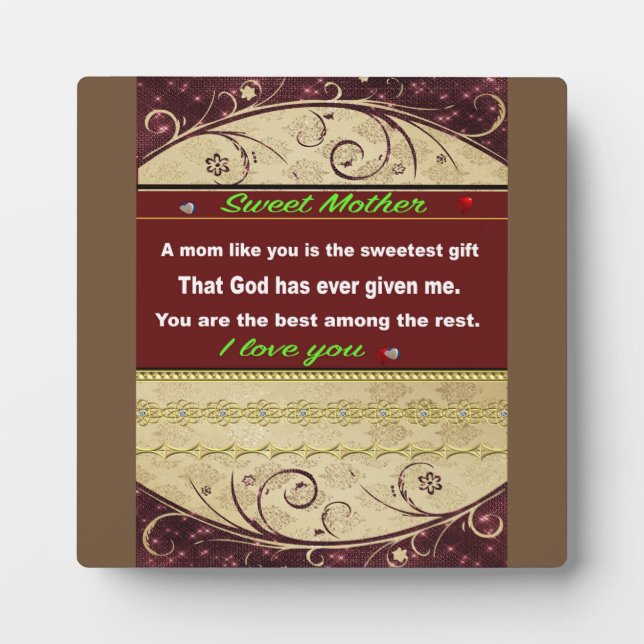 Plaque Photo Table supérieure Plaque, cadeau à ma mère, citatio (Devant)