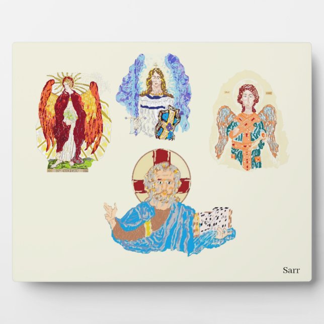 Plaque Photo Tablette avec Eau : Archanges avec Christ (Devant)