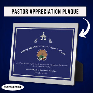 Plaque Photo Tablette d'anniversaire de l'église bleue d'argent