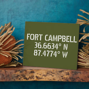 Plaque Photo Tablette de latitude et longitude de Fort Campbell