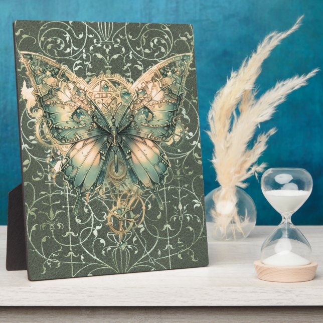 Plaque Photo Tablette Fancy Green Steampunk Papillon (Côté)