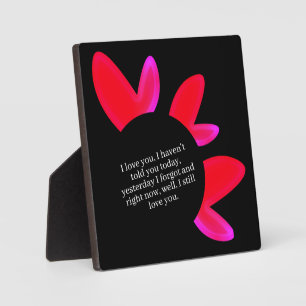 Plaque Photo Tablette noire avec chevalet coeurs rouges et rose