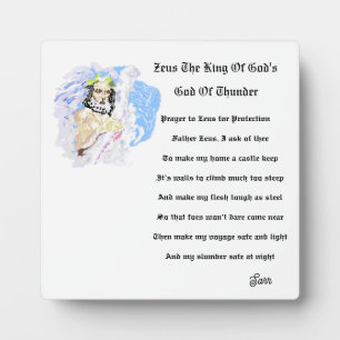 Plaque Photo Tablette W/Canvas : Zeus King Of The God's