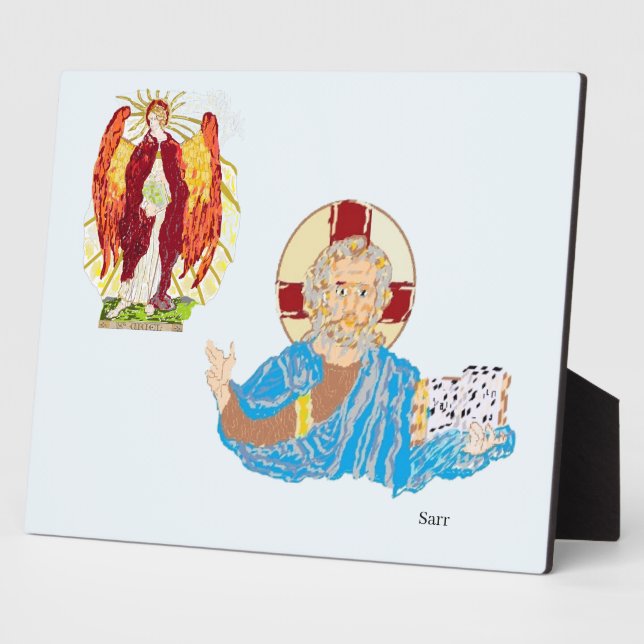 Plaque Photo Tablier et toile : Archanges, Uriel et Jésus (Côté)