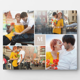 Plaque Photo Tan Box Monogramme intemporel Mariage Photo Easel