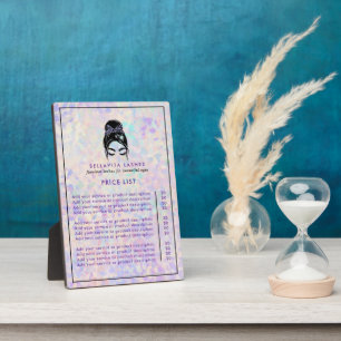 Plaque Photo Tarif du service de faux cils holographiques Updo 