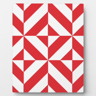 Plaque Photo Tchry Red Geometric Deco Cube Pattern