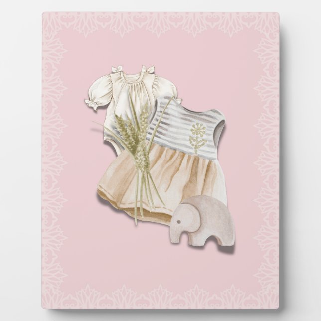 Plaque Photo Tenue bohème pour bébé fille avec éléphant | Nurse (Devant)
